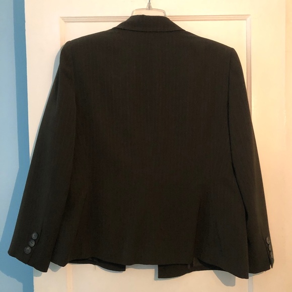 Kasper Jackets & Coats Kasper Olive Green Pinstripe Pant Suit